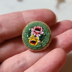 Small Floral Micro Mosaic Brooch